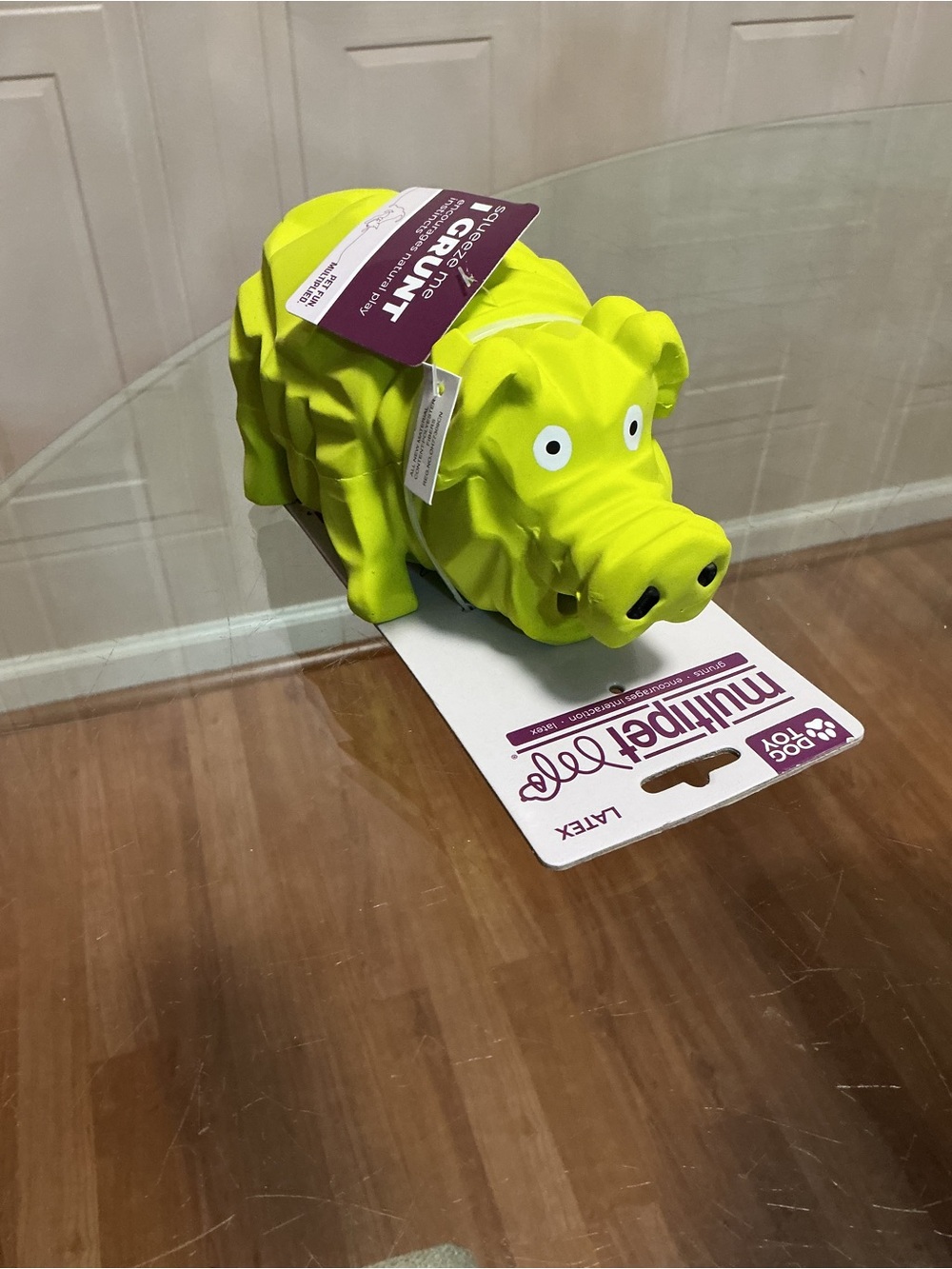 Brand New Multipet Hippo Origami Pals Latex Chew Grunt Dog Toy 7.5”